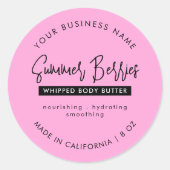 Trendy Pink & Black Lotion Scrub Cosmetic Jar Lid ラウンドシール (正面)