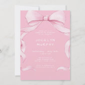 Trendy Pink Bow Graduation Photo Party 招待状 (裏面)