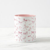 Trendy Pink Bows and Ribbons Pattern Two-Tone Mug マグカップ (中央)
