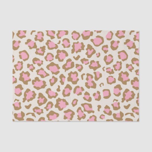 Trendy Pink Brown Leopard Spots Boho Decoupage 薄葉紙 (正面)