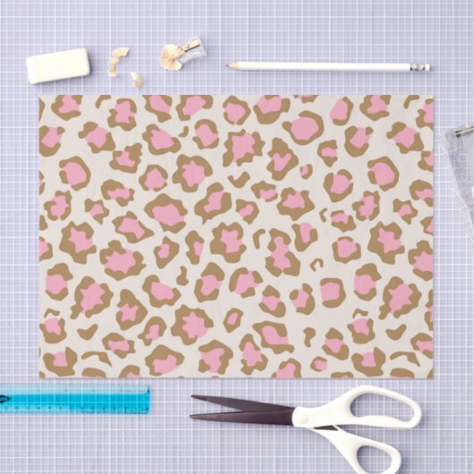Trendy Pink Brown Leopard Spots Boho Decoupage 薄葉紙 (クラフト)