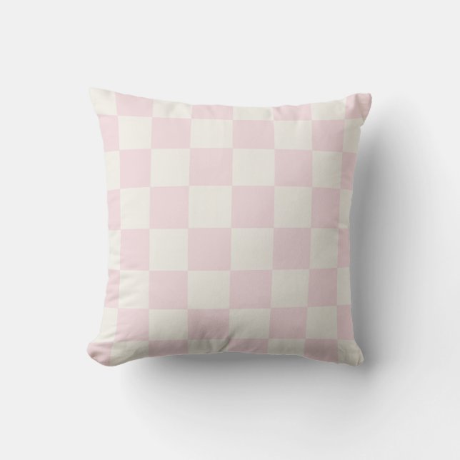 Trendy Pink Checkered Pattern アウトドアクッション (正面)