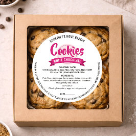Trendy Pink Cookies Label Cottage Bakery Packaging ラウンドシール