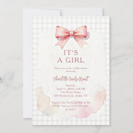 Trendy Pink Coquette Bow Girl Baby Shower LPM26 招待状