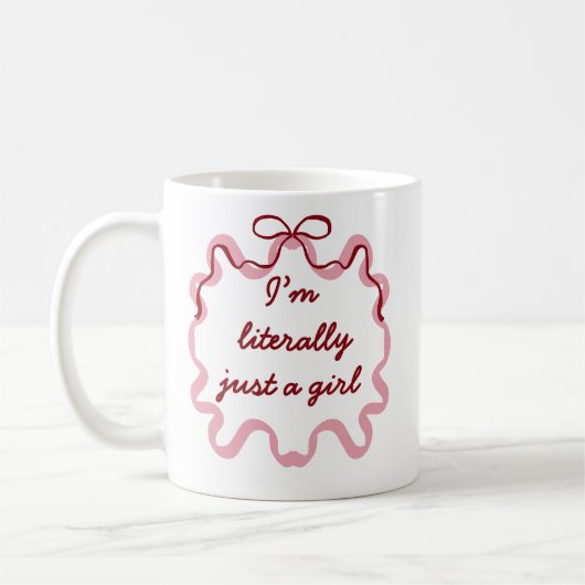 Trendy Pink Coquette Bow Ribbon Mug コーヒーマグカップ (左)