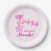 Trendy Pink Dirty Thirty 30th Birthday ペーパープレート (正面)