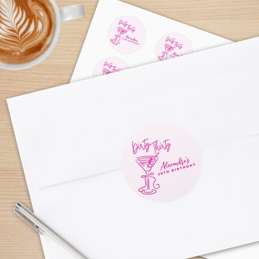 Trendy Pink Dirty Thirty 30th Birthday ラウンドシール