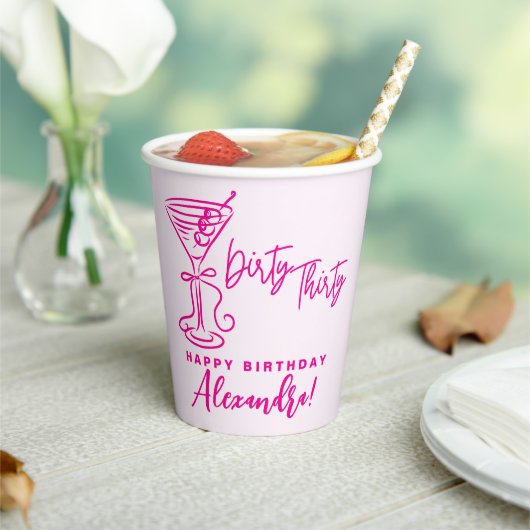 Trendy Pink Dirty Thirty 30th Birthday Napkins 紙コップ (インサイチュ)