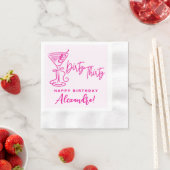 Trendy Pink Dirty Thirty 30th Birthday Napkins 縁ありカクテルナプキン (インサイチュ)
