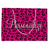 Trendy pink leopard print personalized gift bags ラージペーパーバッグ (裏面)