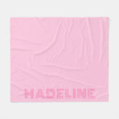 Trendy Pink Personalized Name  フリースブランケット (正面(横))