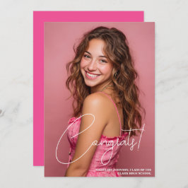 Trendy Pink Photo 2026 Graduation Announcement