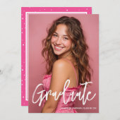 Trendy Pink Photo 2026 Graduation Party 招待状 (正面/裏面)