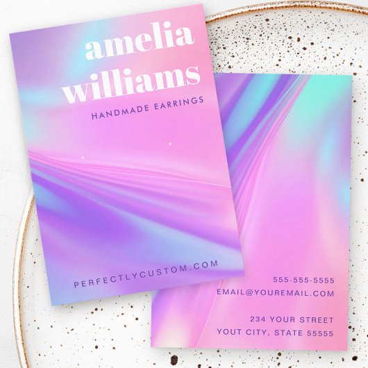 Trendy pink purple gradient earring display card 名刺