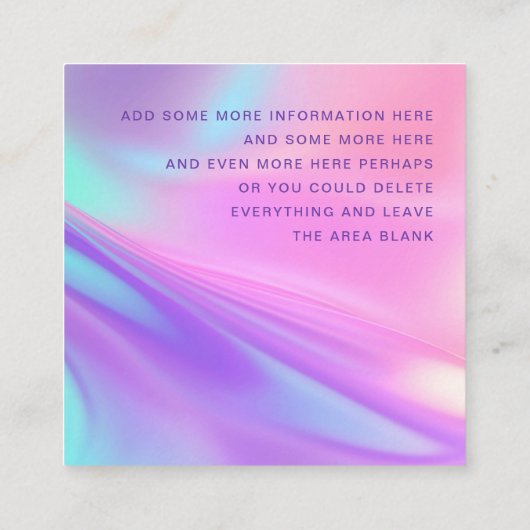 Trendy pink purple pastel gradient スクエア名刺 (裏面)