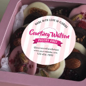 Trendy Pink Stripes Cake Bakery Pastry Chef ラウンドシール