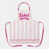 Trendy Pink Stripes Girly Bakery Chef Caterer エプロン (正面)