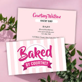 Trendy Pink Stripes Girly Bakery Chef Caterer 名刺