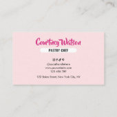 Trendy Pink Stripes Girly Bakery Chef Caterer 名刺 (裏面)