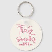 Trendy Pink Talk Thirty To Me 30th Birthday キーホルダー (裏面)