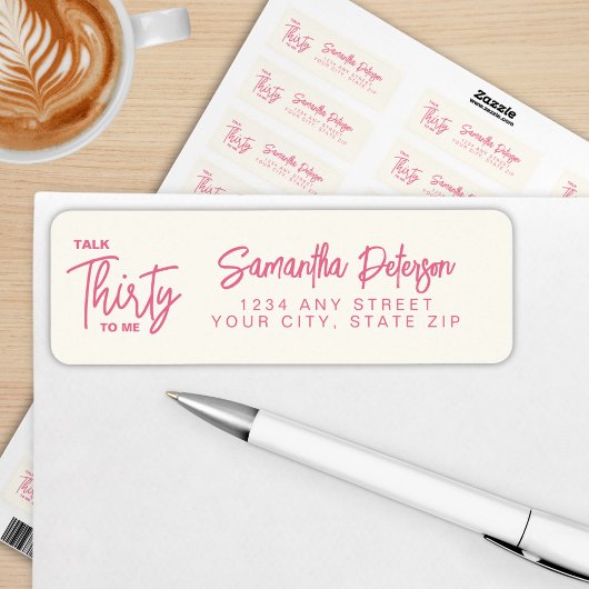 Trendy Pink Talk Thirty To Me 30th Birthday ラベル