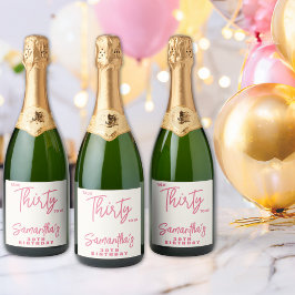 Trendy Pink Talk Thirty To Me 30th Birthday ワインラベル