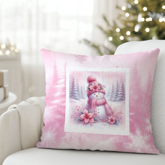 Trendy Pinkmas Cozy Winter Forest Kids Gift Pillow クッション