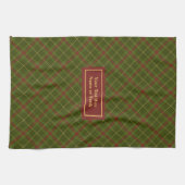 Trendy Plaid Hand Towel Thanksgiving Monogram キッチンタオル (横)