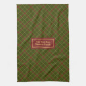 Trendy Plaid Hand Towel Thanksgiving Monogram キッチンタオル (縦)