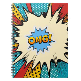 Trendy pop art Modern retro OMG 50s red blue ノートブック