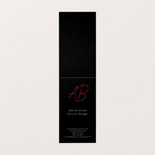 Trendy Premium Silk Modern Monogrammed Plain Black 名刺 (外部フラット)