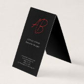 Trendy Premium Silk Modern Monogrammed Plain Black 名刺 (正面)