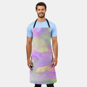 Trendy pretty colorful abstract waves エプロン (着用した状態)