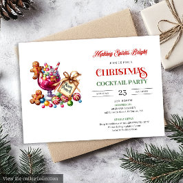Trendy printable Christmas cocktails party invites 招待状