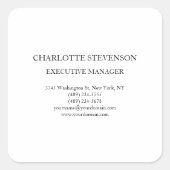 Trendy Professional White Plain Simple Minimalist スクエアシール (正面)