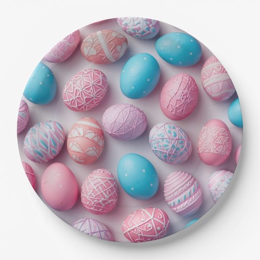 Trendy Purple and Pink Easter Eggs Pattern Paper ペーパープレート (正面)