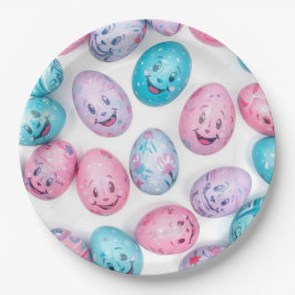 Trendy Purple and Pink Easter Eggs Pattern Paper ペーパープレート