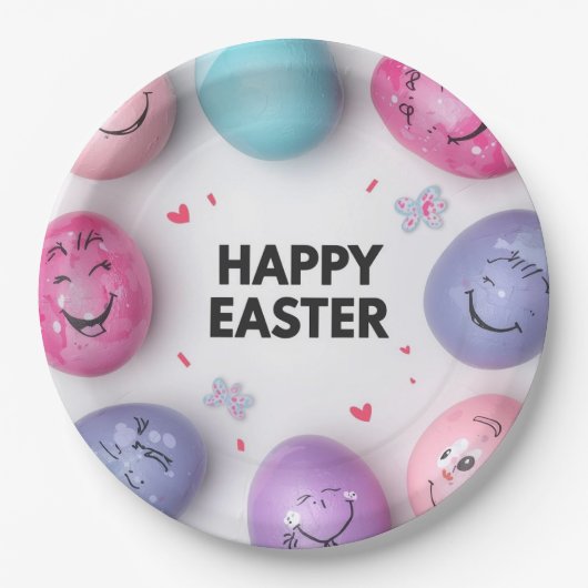 Trendy Purple and Pink Easter Eggs Pattern Paper ペーパープレート (正面)