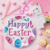 Trendy Purple and Pink Easter Eggs Pattern Paper ペーパープレート (パーティー)