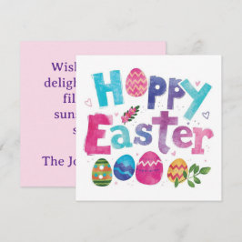 Trendy Purple and Pink Easter Eggs personalized シーズンカード