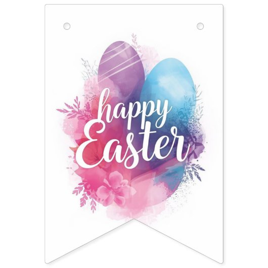 Trendy Purple and Pink Easter Eggs wrapping paper  バンティングフラッグ (第1の旗)