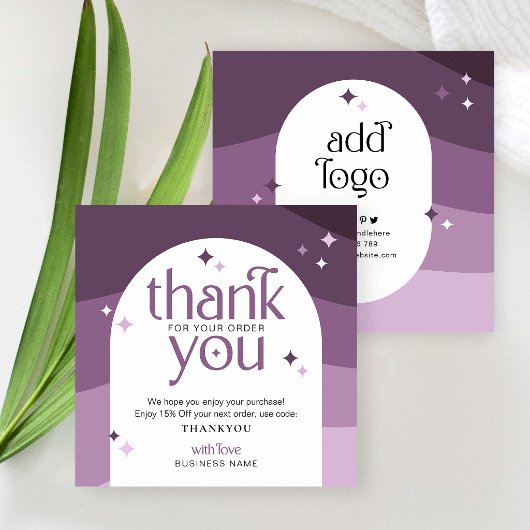 Trendy Purple Business Thank You For Order Card スクエア名刺