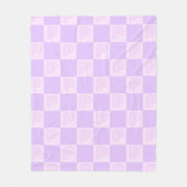 Trendy Purple Monogram Initial Checkered フリースブランケット (正面)