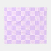 Trendy Purple Monogram Initial Checkered フリースブランケット (正面(横))