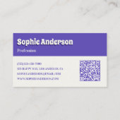 Trendy Purple Retro Check Pattern with QR Code 名刺 (裏面)