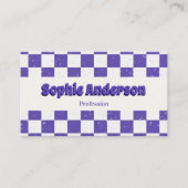 Trendy Purple Retro Check Pattern with QR Code 名刺 (正面)