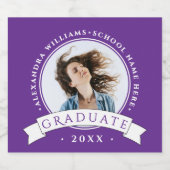 Trendy Purple White College Grad Photo Celebration ビールラベル (シングルラベル)