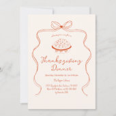 Trendy Quirky Hand Drawn Wavy Pie Thanksgiving 招待状 (正面)