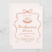 Trendy Quirky Hand Drawn Wavy Pie Thanksgiving 招待状 (正面/裏面)