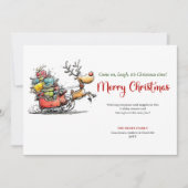 Trendy quirky reindeer Christmas greeting card シーズンカード (正面)